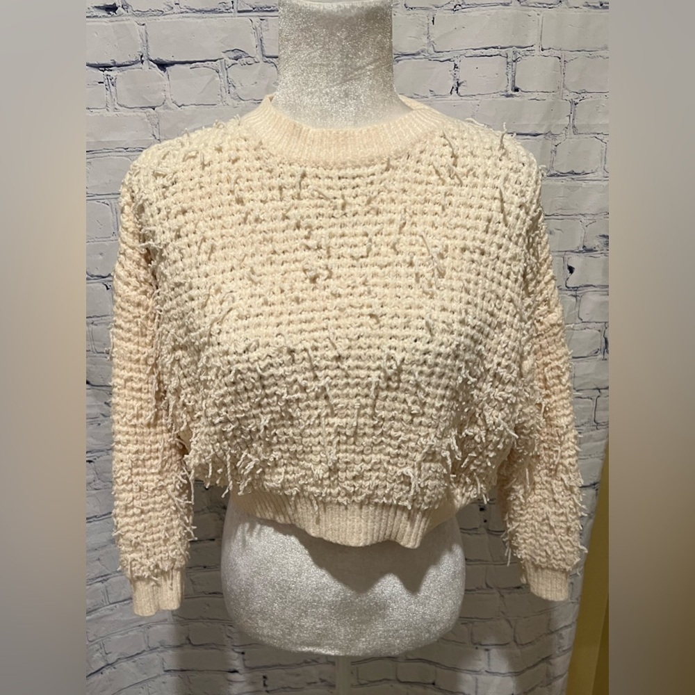 Debut cream cropped shaggy sweater size S/M
